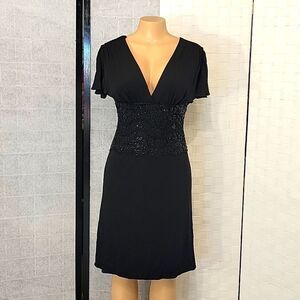 RIMINI FLUTTERS SLEEVE LACE SEQUIM EMBROIDERY WAIST SHORT DRESS